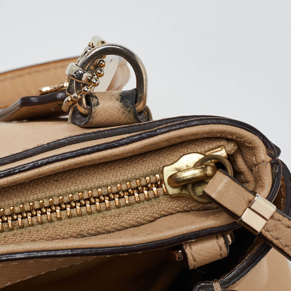 COACH Beige Leather Mini Christie Carryall Double Zip Tote - Picture 7 of 8